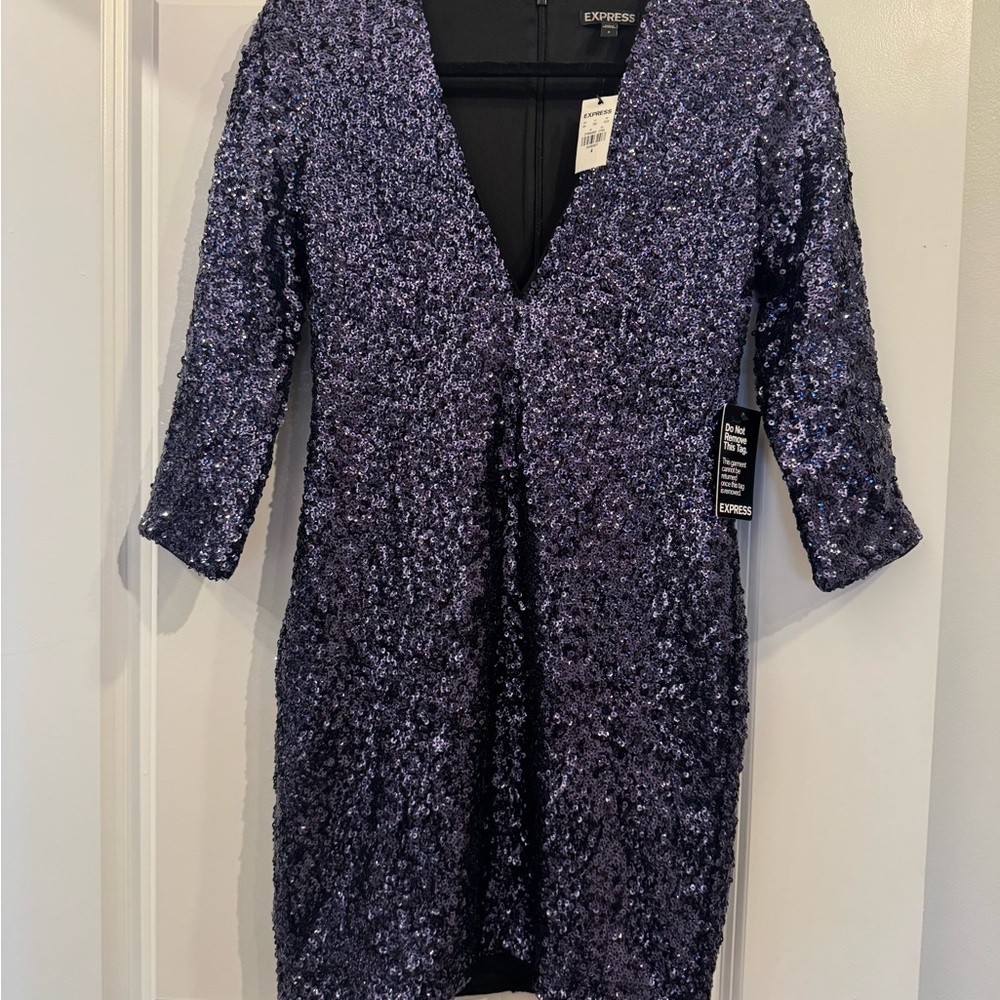 Express Glittering Purple Mini Dress